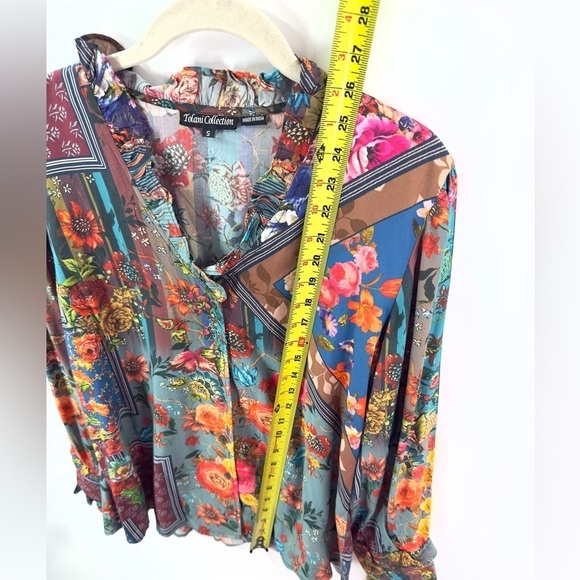 Tolani Collection Button Down Top Womens Small Floral Patchwork Boho Indie Soft - Picture 9 of 10